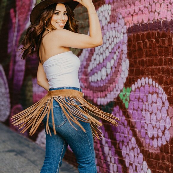 Sexy Short Handmade Suede Fringed Skirts - Brown or Black